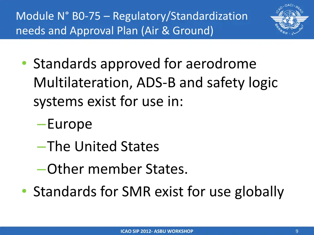 module n b0 75 regulatory standardization needs