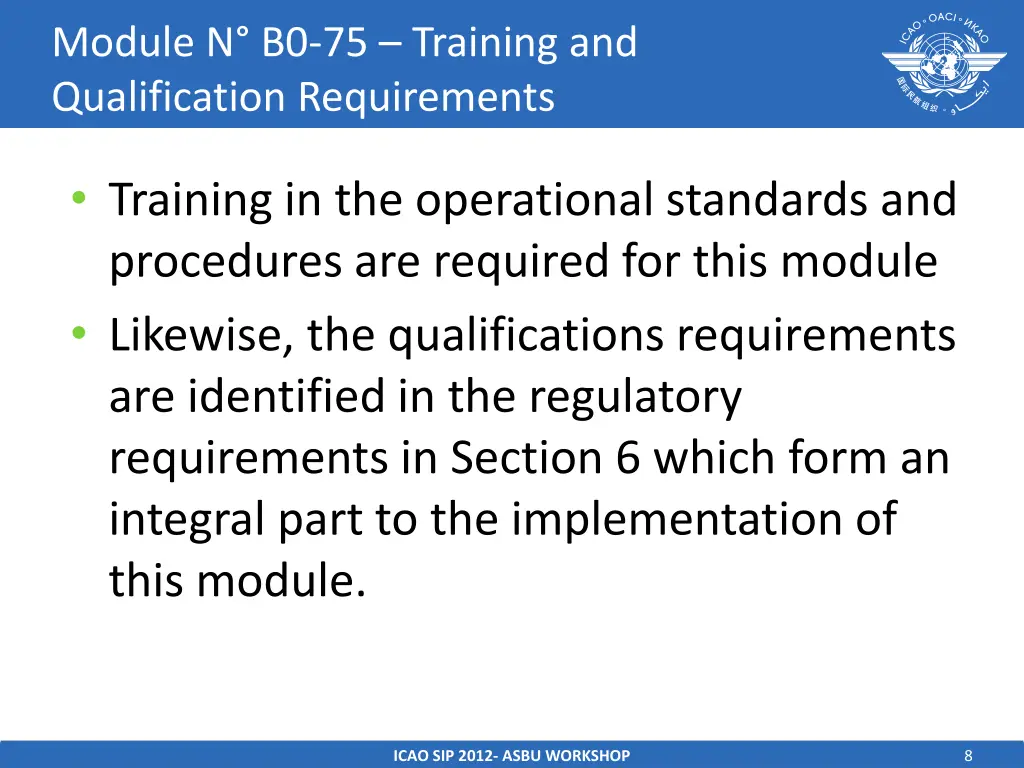 module n b0 75 training and qualification