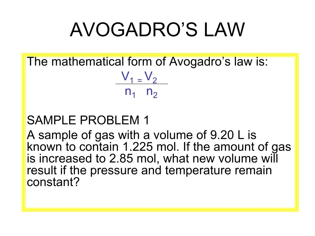 avogadro s law