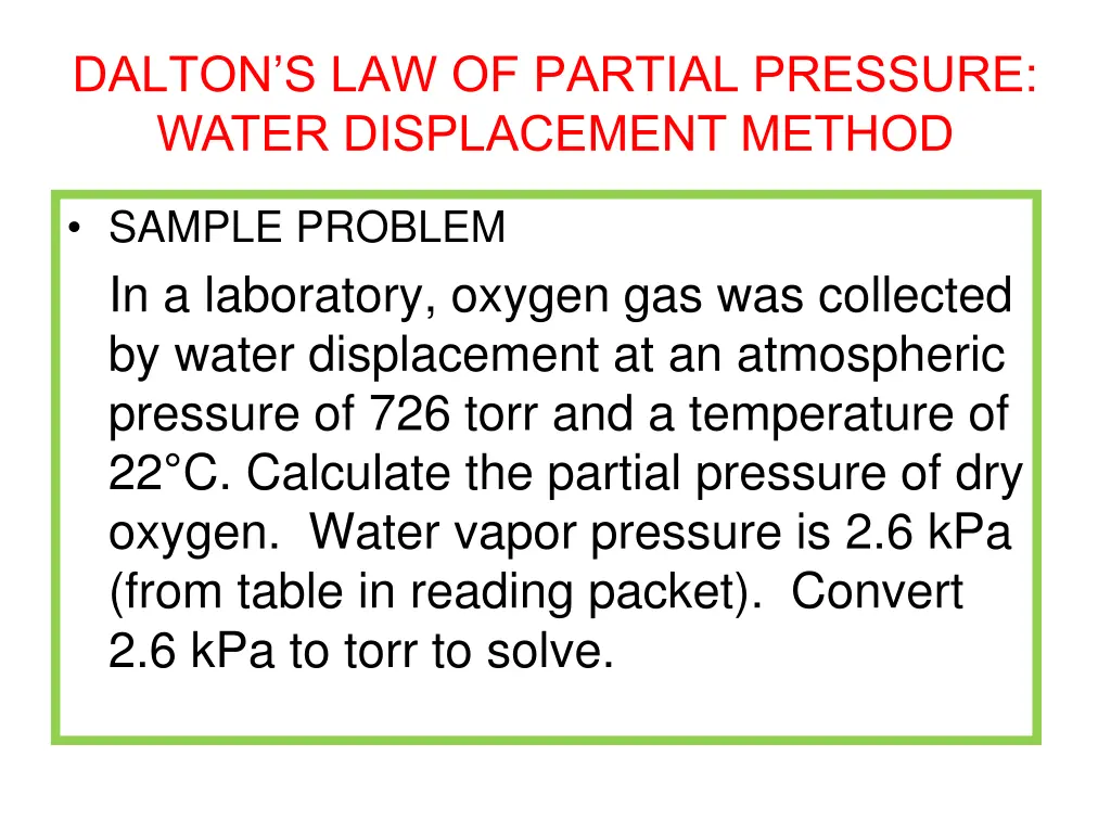 dalton s law of partial pressure water