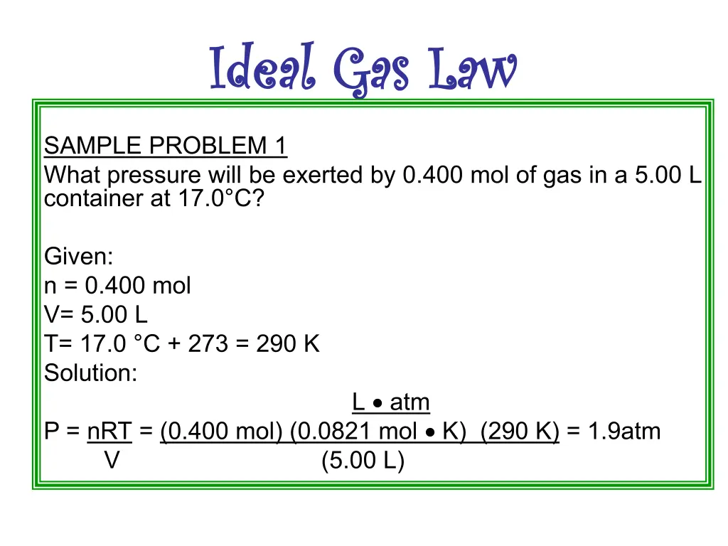 ideal gas law ideal gas law