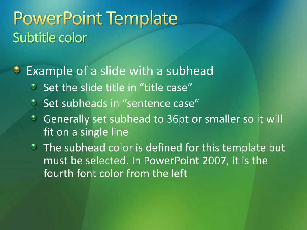 powerpoint template subtitle color