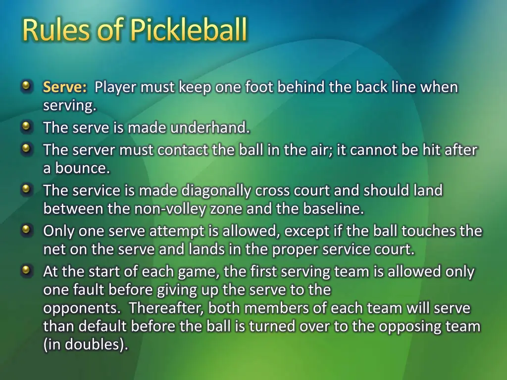 rules of pickleball