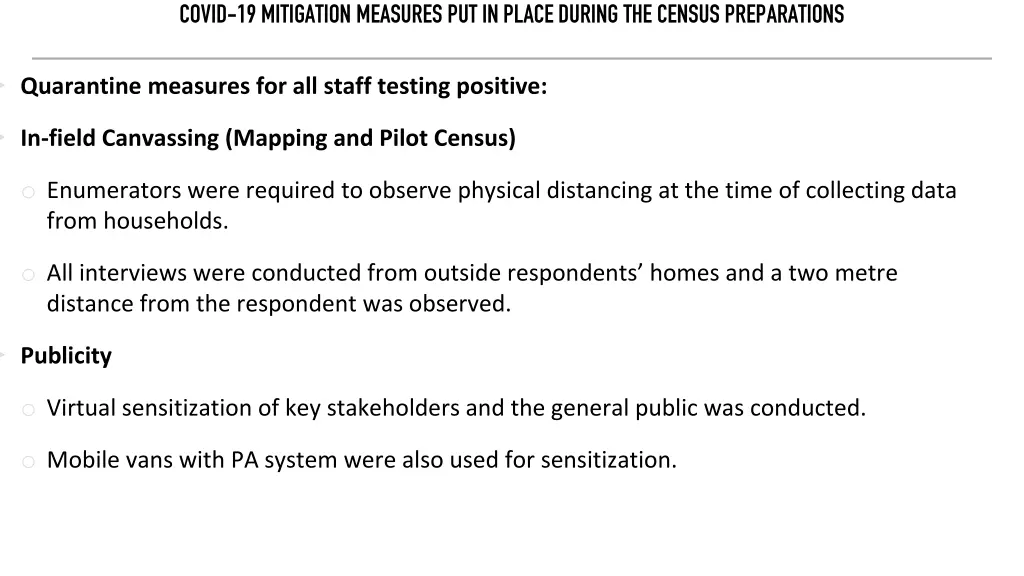covid 19 mitigation measures put in place during 1