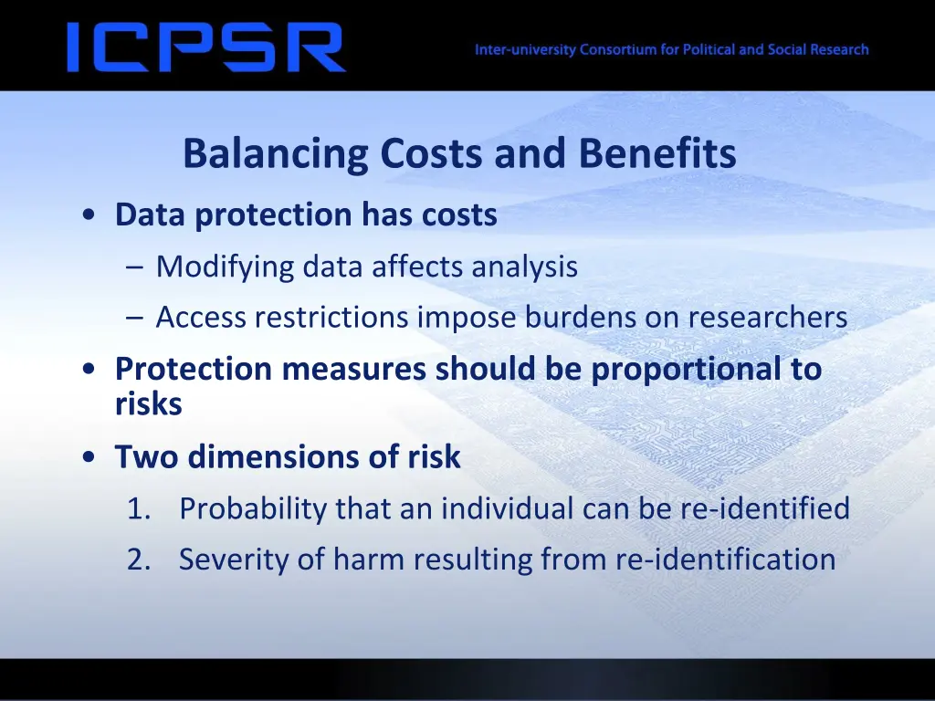 balancing costs and benefits