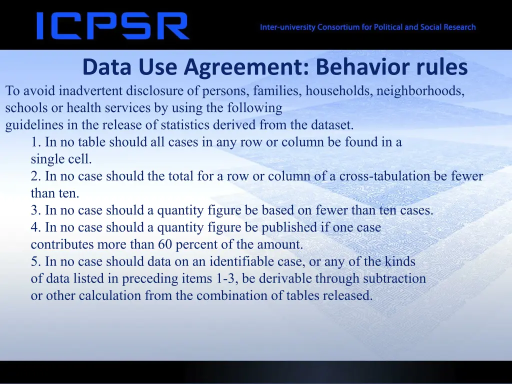 data use agreement behavior rules to avoid