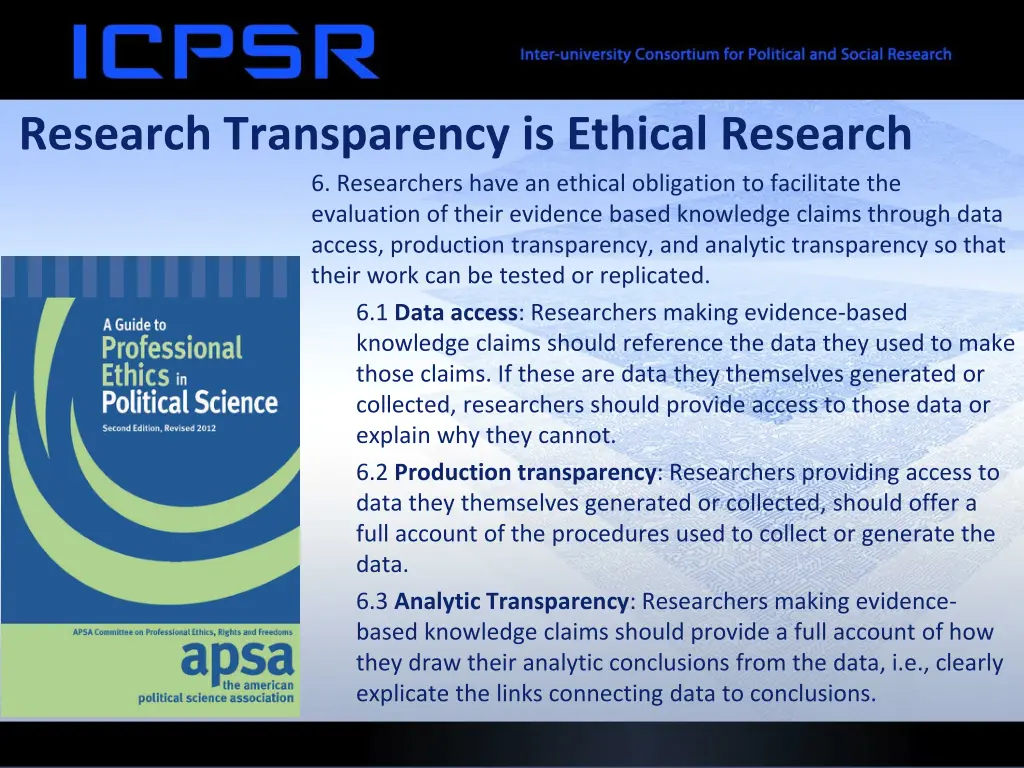 research transparency is ethical research