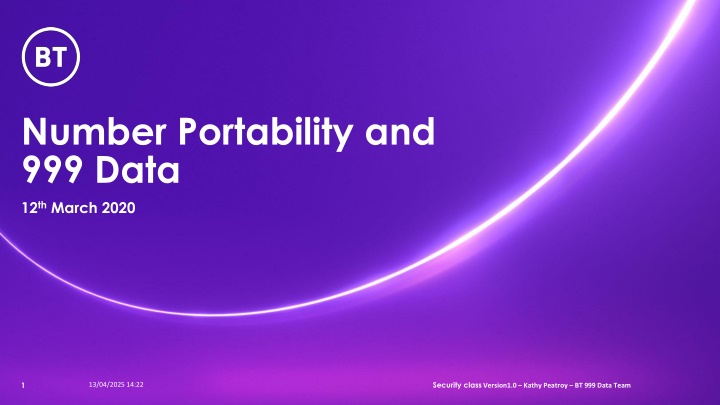 number portability and 999 data 12 th march 2020