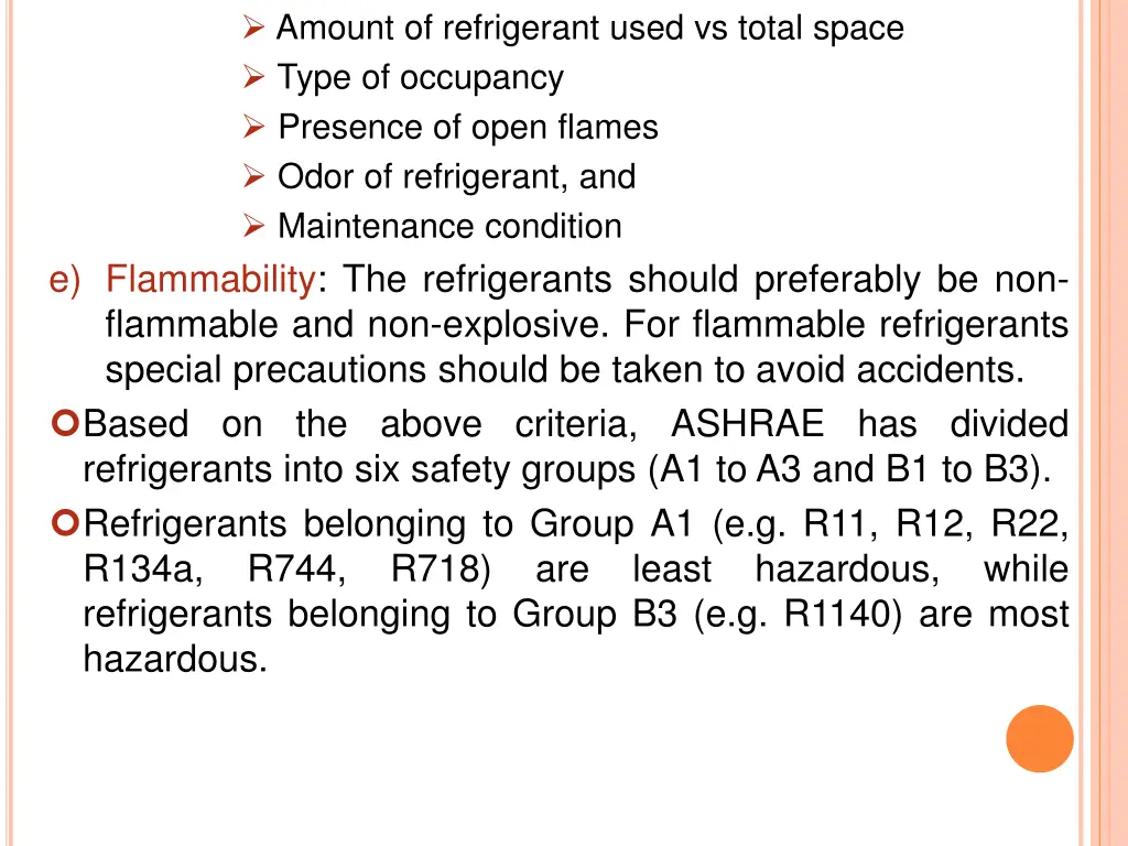 amount of refrigerant used vs total space type