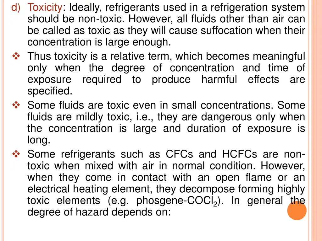 d toxicity ideally refrigerants used