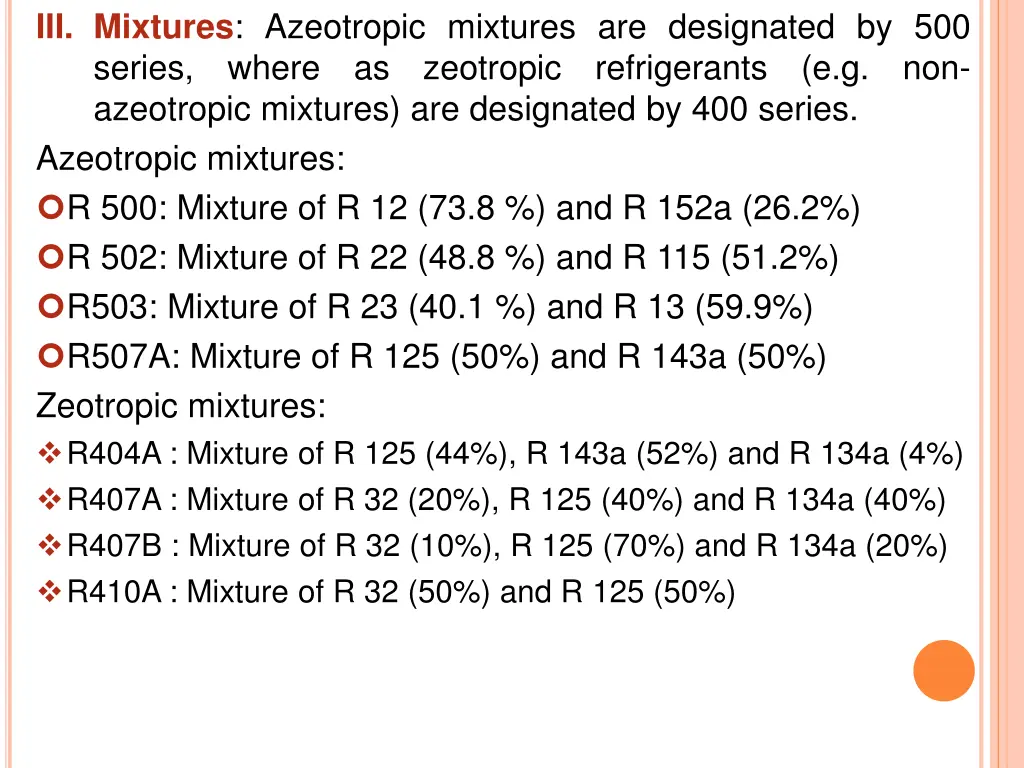 iii mixtures azeotropic mixtures are designated