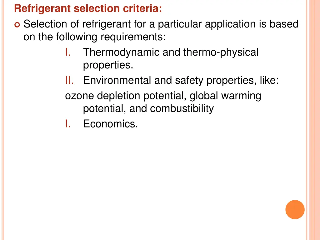 refrigerant selection criteria selection