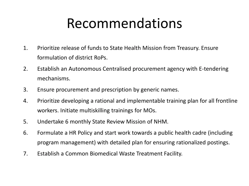 recommendations