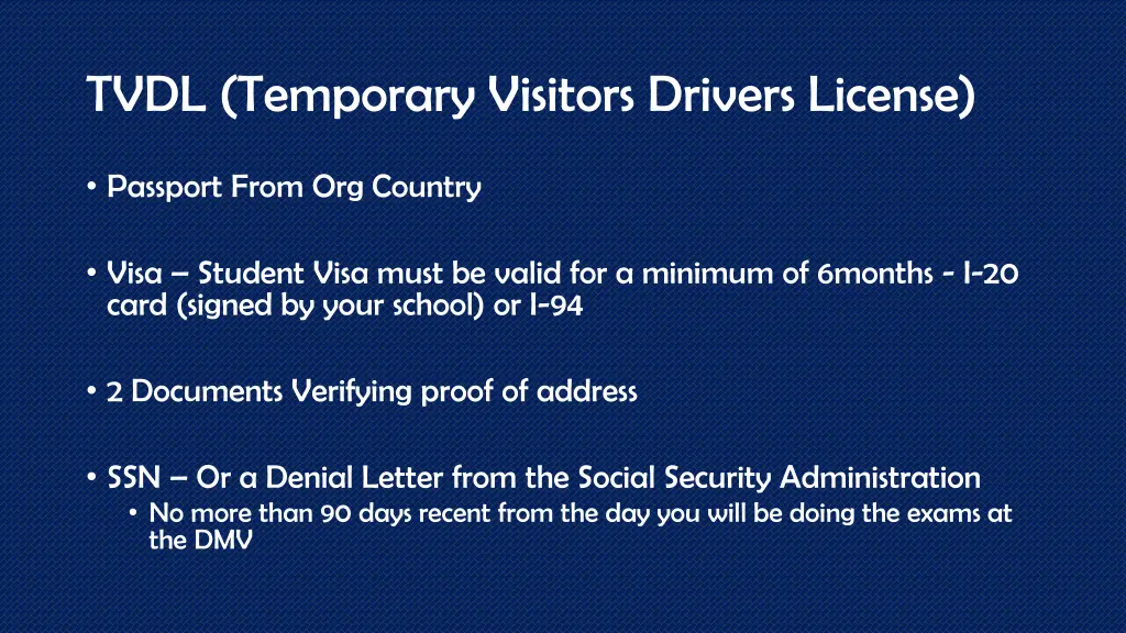 tvdl temporary visitors drivers license
