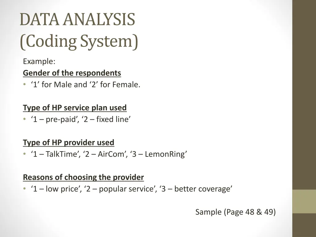 data analysis coding system