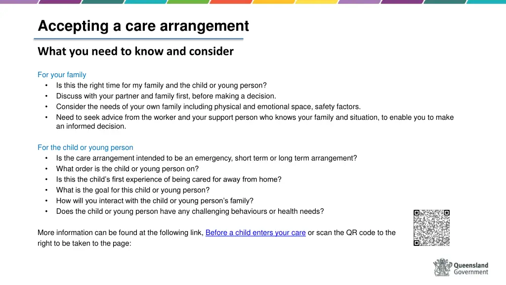 accepting a care arrangement 3