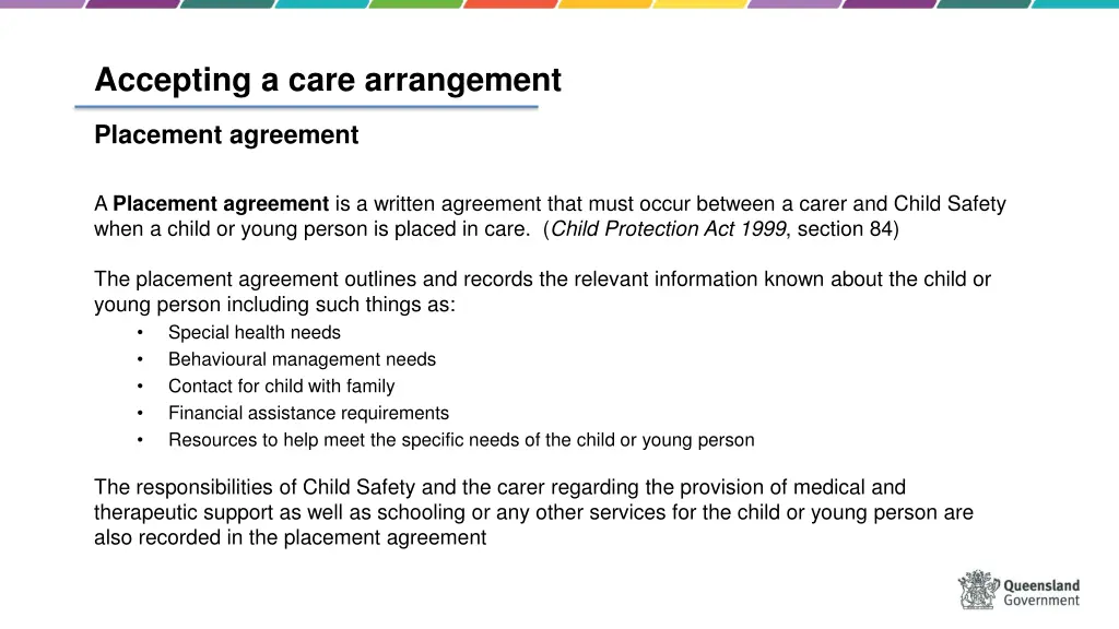 accepting a care arrangement 4