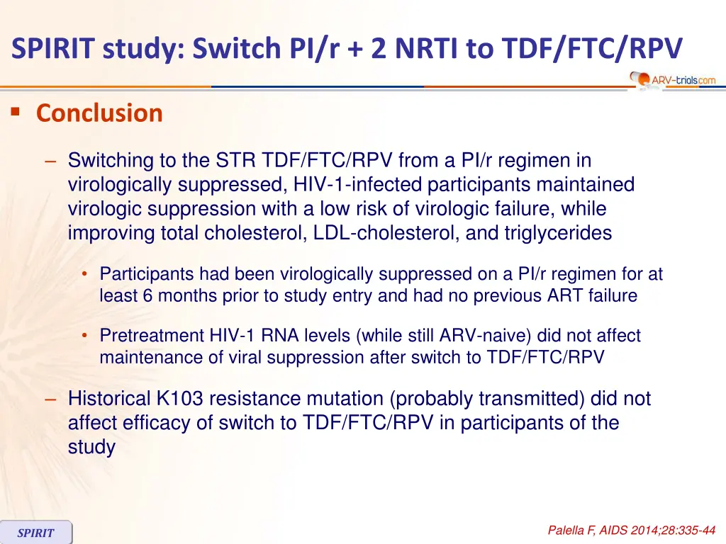 spirit study switch pi r 2 nrti to tdf ftc rpv 5
