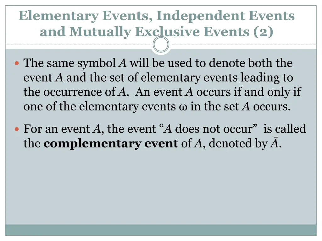 elementary events independent events and mutually 1