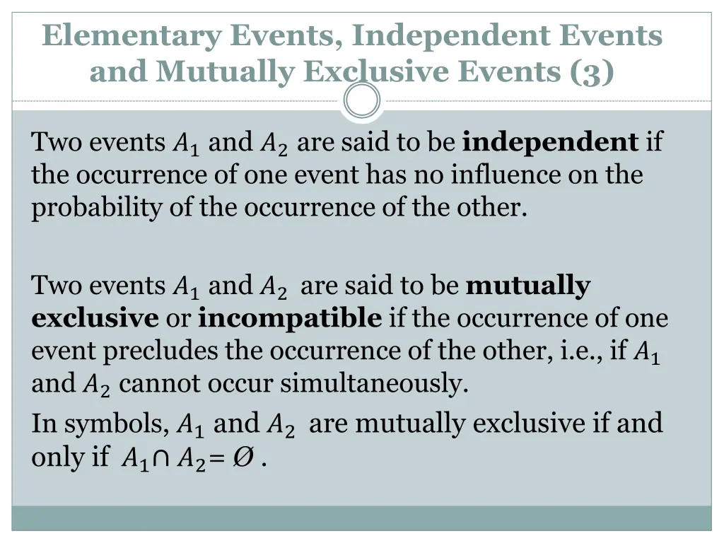 elementary events independent events and mutually 2