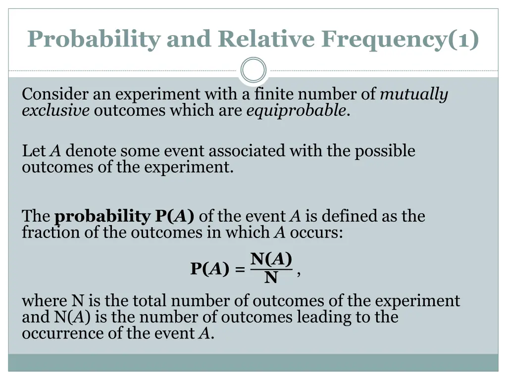 probability and relative frequency 1
