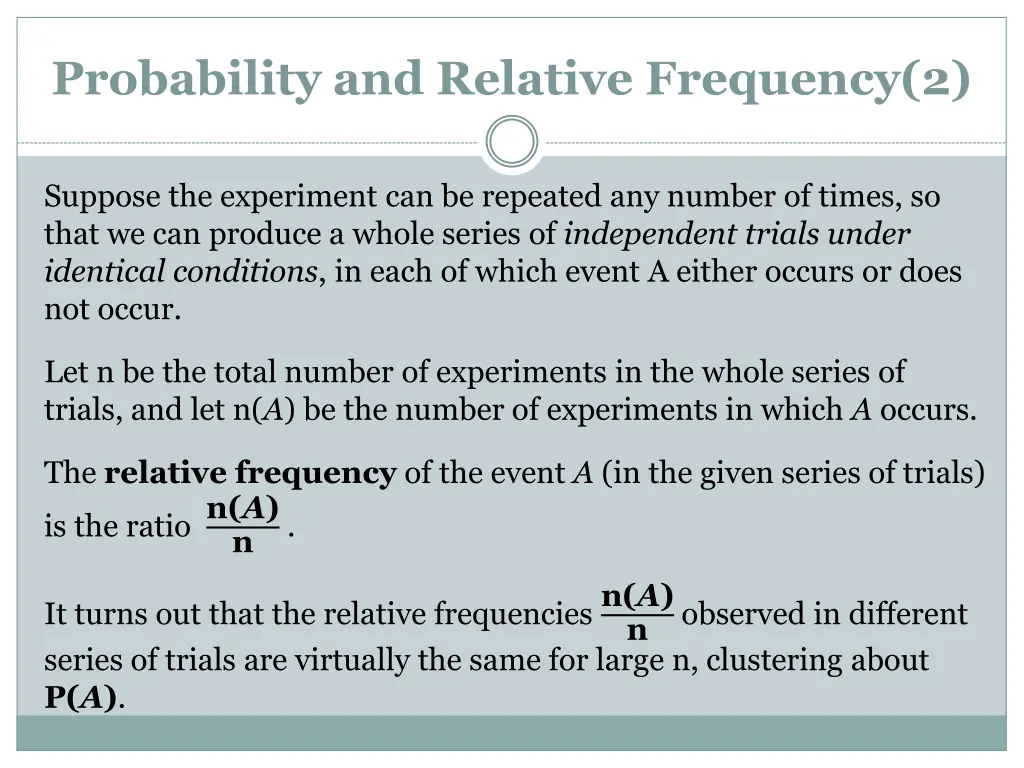 probability and relative frequency 2