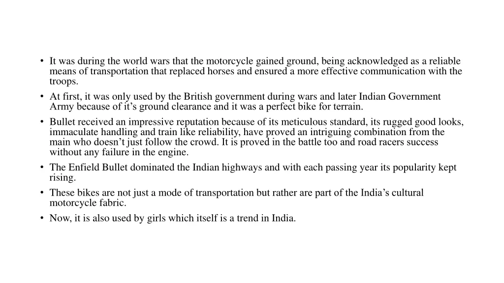 it was during the world wars that the motorcycle
