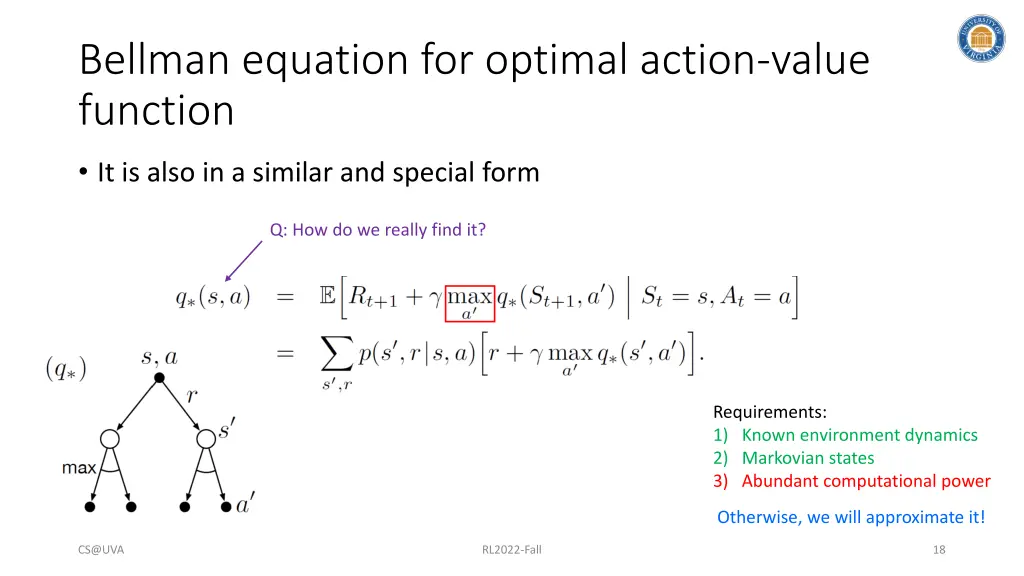 bellman equation for optimal action value function