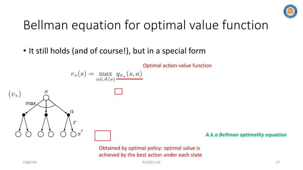 bellman equation for optimal value function