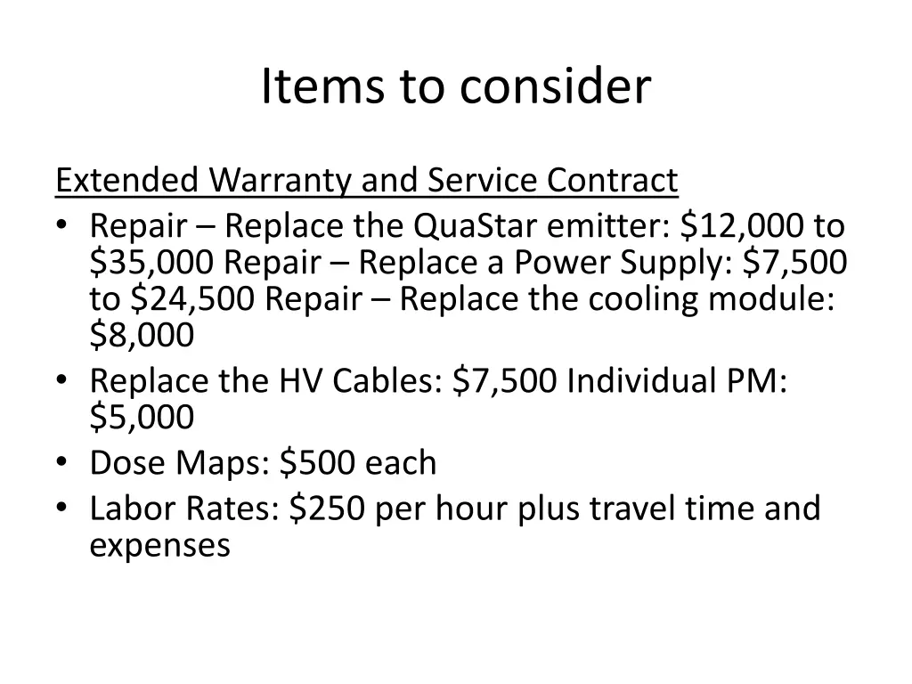 items to consider 1