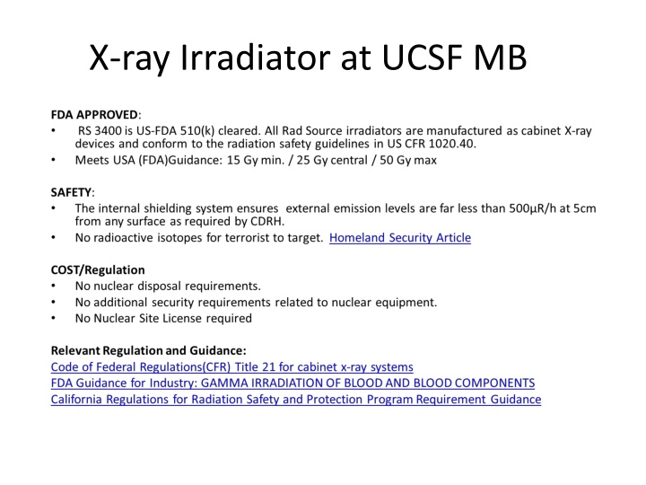 x ray irradiator at ucsf mb