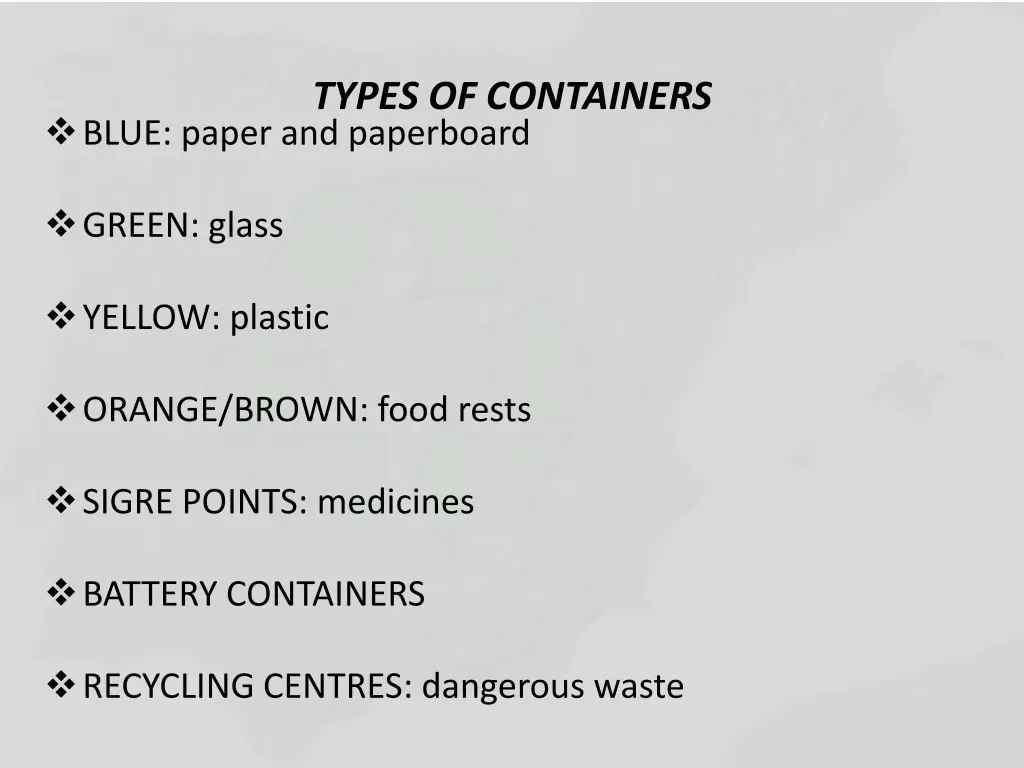 types of containers