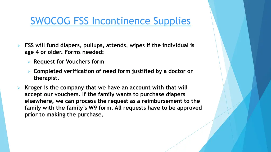 swocog fss incontinence supplies