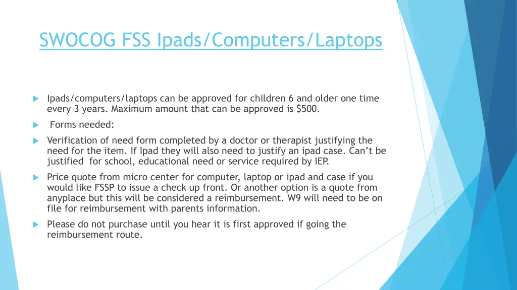 swocog fss ipads computers laptops