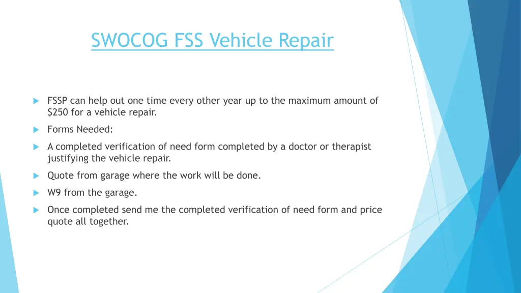 swocog fss vehicle repair