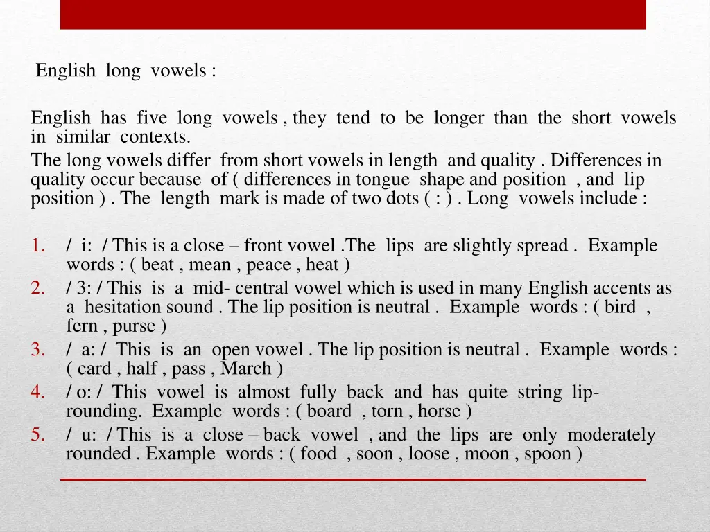 english long vowels