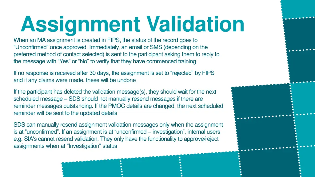 assignment validation when an ma assignment
