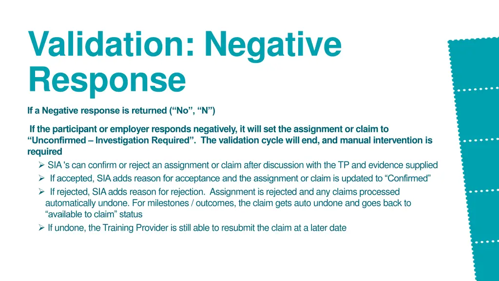 validation negative response
