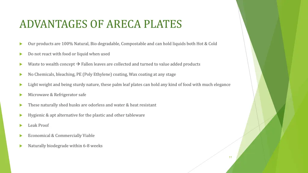 advantages of areca plates