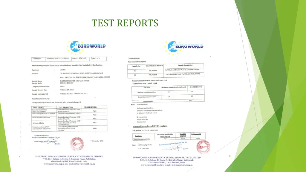 test reports