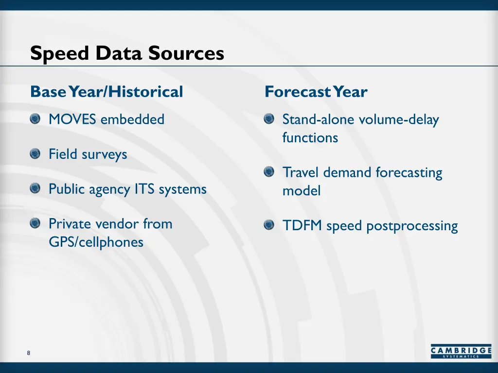 speed data sources