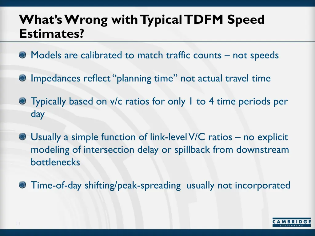 what s wrong with typical tdfm speed estimates