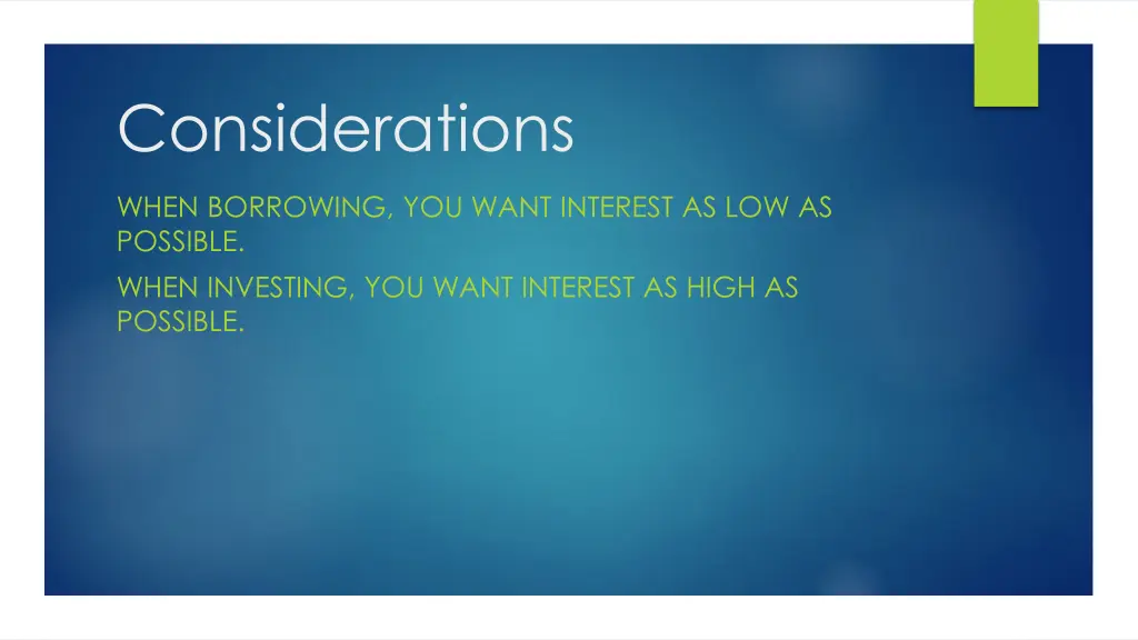 considerations