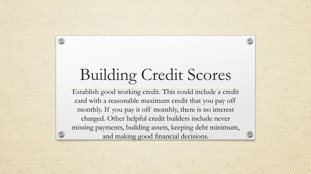 building credit scores establish good working