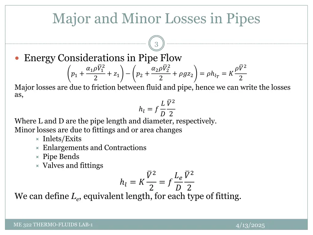 major and minor losses in pipes 2