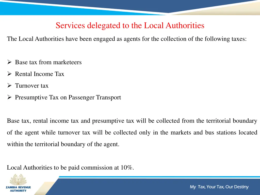 services delegated to the local authorities