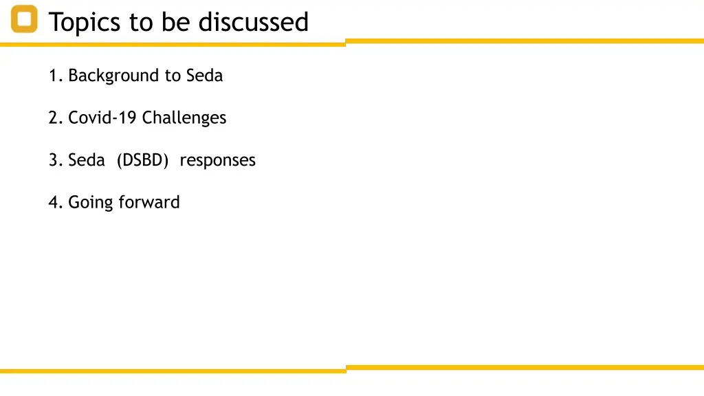 topics to be discussed