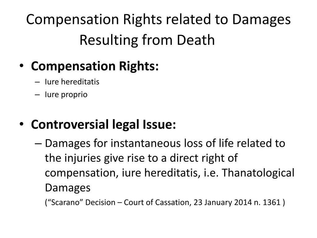 compensation rights related to damages resulting