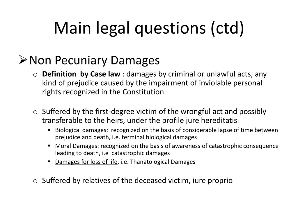 main legal questions ctd