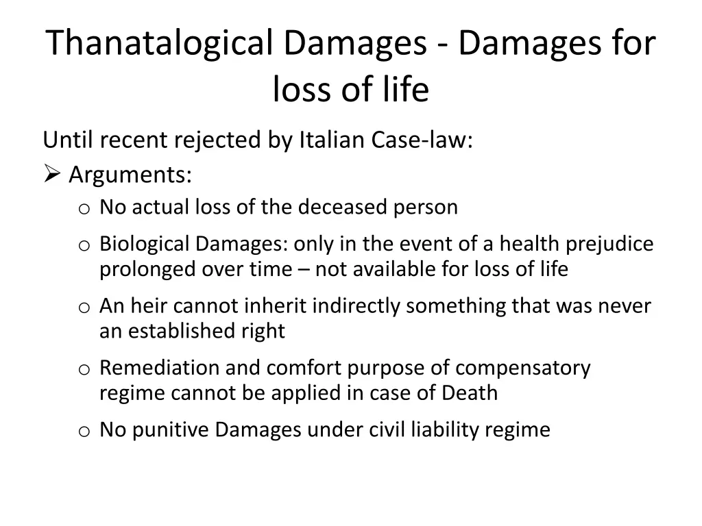 thanatalogical damages damages for loss of life